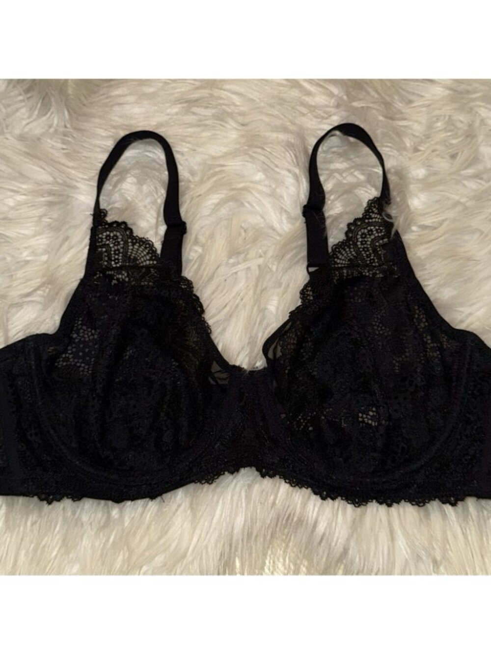 DOBREVA Womens Lace Unlined Bra Underwire Sheer 38C Black - Picture 3 of 7